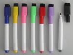 Whiteboard pen with brush and magnet