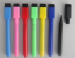 Whiteboard pen with brush and magnet