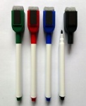 Whiteboard pen with brush and magnet
